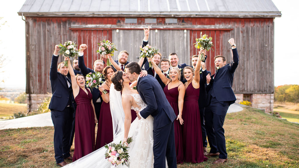 Wedding Party Outside Ancestral Barn